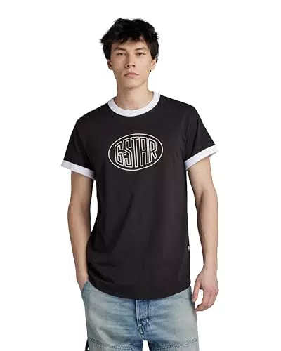 G-STAR RAW Herren Lash Graphic Ringer T-Shirt - Schwarz