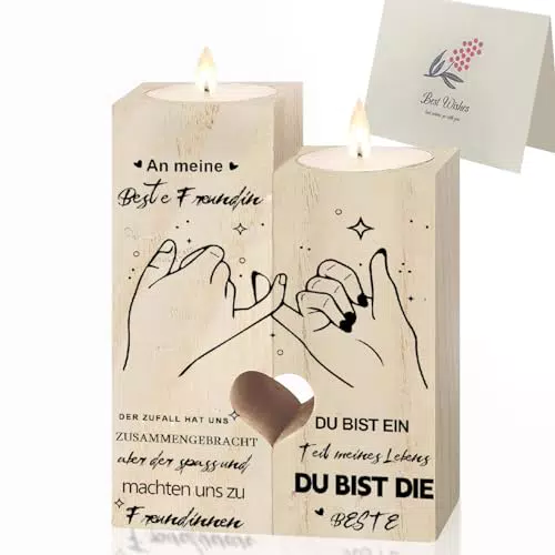 "Geschenk für Beste Freundin - Kerzenständer mit Glückwunschkarte"