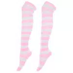 Anime Gestreifte Oberschenkelhohe Socken für Frauen - Rosa & Weiß