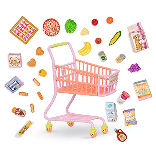 "Glitter Girls Puppenzubehör - Einkaufswagen und Zubehör Set mit Lebensmitteln für 36 cm Puppen"