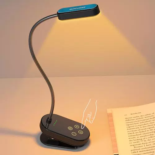 Mini Wiederaufladbare Buchlampe mit Klemme, 16 LED, 3 Farbmodi & 5 Helligkeitsstufen