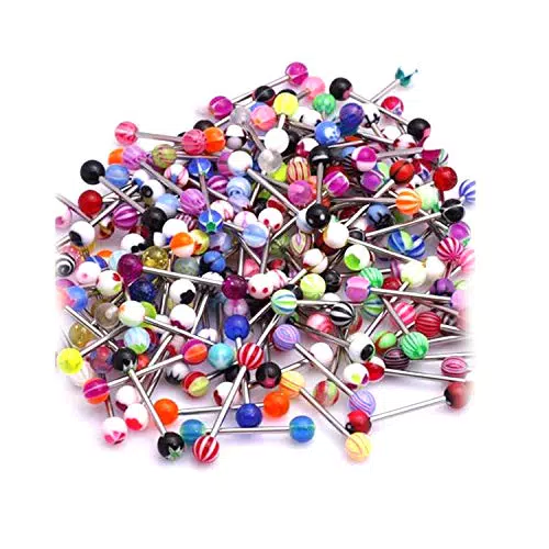 Goldene Perlen Zungenpiercings Chirurgenstahl Barbell Ringe - Body Piercing Schmuck