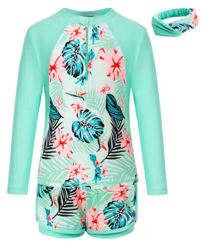GRACE KARIN Mädchen Rash Guard Set mit langen Ärmeln - Badeanzug für Mädchen