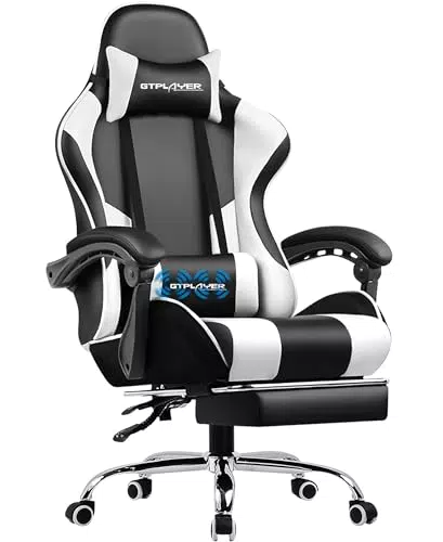 GTPLAYER Bürostuhl Gaming Stuhl mit Massage und Fußstütze - Ergonomischer Gamer Stuhl
