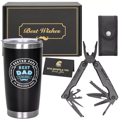 Multitool Camping Set mit isoliertem Kaffeebecher für Vatertag und Geburtstag