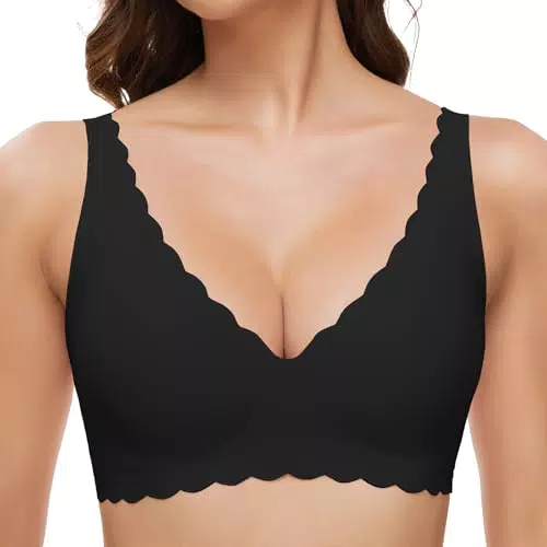 GXOULRRA Damen Komfort BH ohne Bügel Schwarz - Buttrig Glatt & Bequem