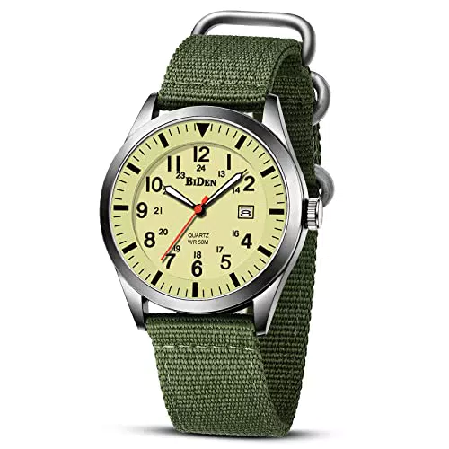HANPOSH Herren Uhr Militär Uhr Armbanduhr Herren 12/24 Stunden Tactical Armee Uhren 3ATM Wasserdicht Uhren Männer Outdoor Sport Quarzuhr mit Datum
