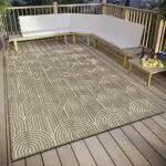 HANSE Home Pangli Outdoor Teppich Wetterfest Wendeteppich Skandinavischer Boho Style Wasserfest Einfarbig Geometrisch 3D-Effekt für Garten