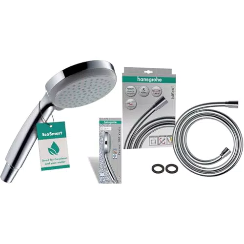 Hansgrohe Duschset mit wassersparendem Duschkopf Croma 100 + Brauseschlauch Isiflex 1,60m