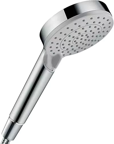 Hansgrohe EcoSmart Handbrause mit 2 Strahlarten, runde Duschbrause, Sparduschkopf mit Antikalk-Funktion, Chrom