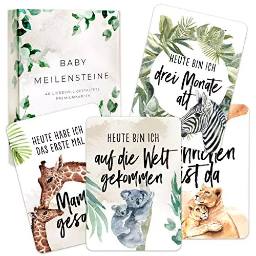HEJ.CREATION Baby Meilensteinkarten - Erinnerungskarten im ersten Lebensjahr