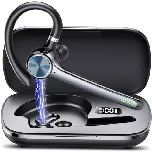 Bluetooth Headset Hoxe V5.3 mit Dual ENC Noise Cancelling Mic - Kabellos und wasserdicht - Ideal für Autofahren und Büro