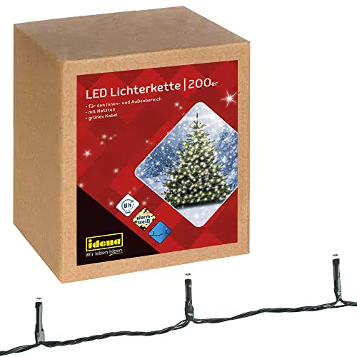 LED Lichterkette mit 200 Warmweiß LEDs, Timer Funktion, 29,9m lang - Innen & Außen Deko