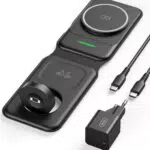 Magsafe Ladegerät für Apple Watch und iPhone - 3-in-1 Induktive Ladestation - 15W Wireless Charger - Qi-Zertifikat - Reise freundlich