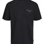 JACK & JONES Herren T-Shirt mit Branding, Rundhalsausschnitt, Schwarz