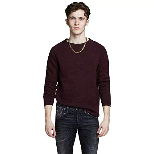 JACK & JONES Herren Strickpullover Rundhals Langarm Sweater aus Baumwolle