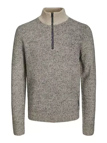 JACK & JONES Herren Strickpullover mit Halbzipper
