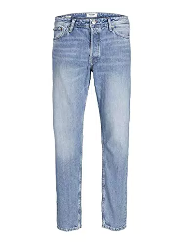 JACK & JONES Straight Leg Jeans Loose Fit Relaxed Denim Vintage Style mit Knopfleiste JJICHRIS JJORIGINAL