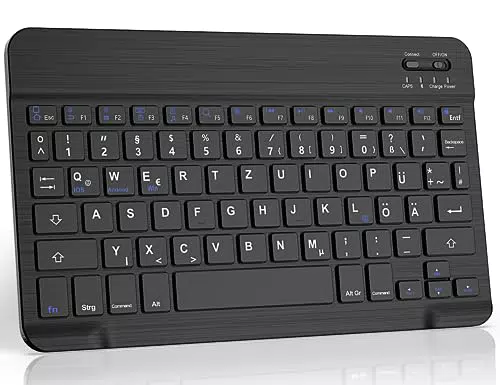 Kabellose Tablet Tastatur QWERTZ - Bluetooth für iPad, Galaxy Tab, Xiaomi Pad, Lenovo, Huawei - Deutsches Layout
