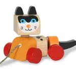 Holzspielzeug Kidiwood Nachzieh Katze aus Massivholz - Motorik und Tastsinn fördernd