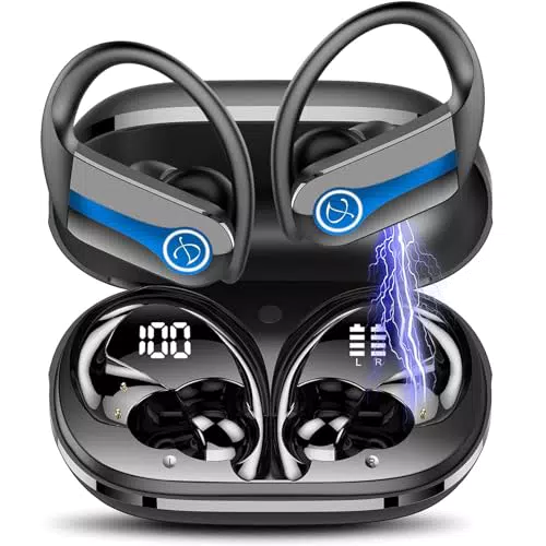 Bluetooth Kopfhörer Sport von Jesebang - Kabellos mit HD Mic, Top Klangqualität, 50 Std Spielzeit - Wasserdicht, Blau