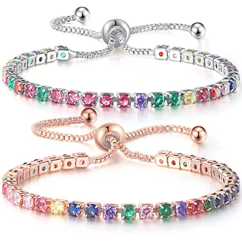 Deltanatural Armband mit zartem Regenbogen-Turmalin - Tennisarmband mit verstellbarer Länge und magnetischem Verschluss - Chakra-Edelstein-Armband.