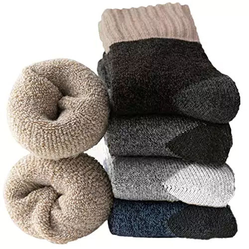 Josnown Thermosocken Herren, 5 Paar Dicke Frotteesohle Winter Warme Socken