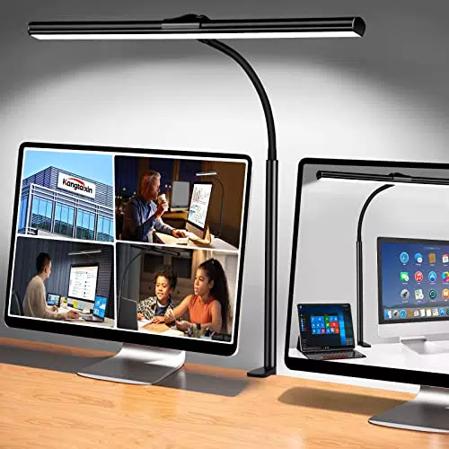 LED Schreibtischlampe mit Dimmbarer Helligkeit - Augenschonende Bürolampe mit Flexiblem Schwanenhals