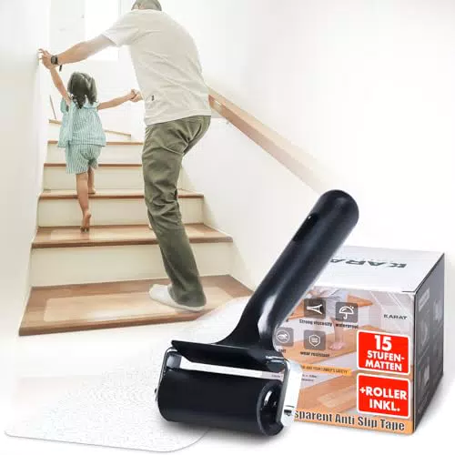 Stufenmatten für Treppen - Transparente Antirutschstreifen selbstklebend