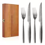Steakbesteck Set aus Damaststahl in Exquisiter Holz Geschenkbox
