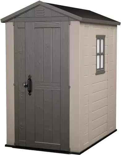 Keter Gerätehaus Factor 4x6 - Robuster Gartenhaus für draußen, wetterfest und UV-beständig