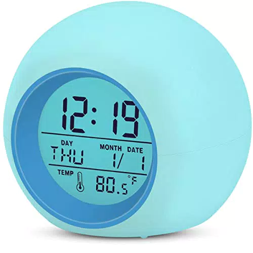 Kinder Wecker mit 7 Farbwechsel LED Lichtern - Nachttischwecker für Kinder