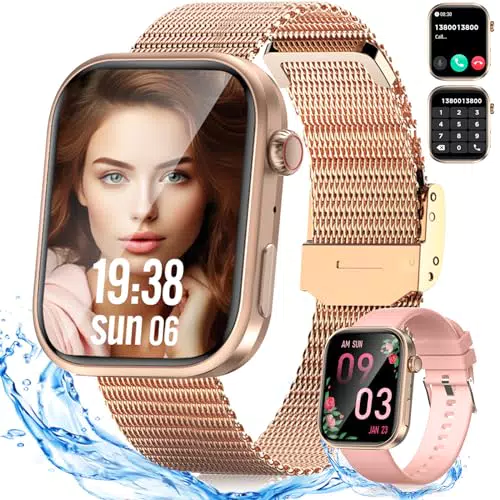 Smartwatch KIPTUMTEK mit Telefonfunktion und Fitness-Tracker, 2.01" Touchscreen, IP68 wasserdicht - Schwarz