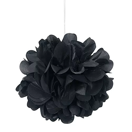 Bommel aus Seidenpapier - 23 cm - Schwarz