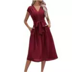 Sommerkleid Damen - Elegantes Tunika Kleid für Damen - Baumwolle - Grün
