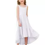 Prinzessin Mädchen Kommunionkleid aus Chiffon - Ärmelloses Midikleid in A-Linie
