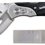 KWB Universalmesser mit klappbarem Cutter und extra scharfen Trapezklingen aus Metall