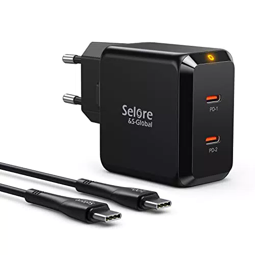 USB C Ladegerät 67W GaN Charger Dual USB C Netzteil PD 3.0/PPS Schnellladegerät 65W Fast Charger mit USB C Kabel - Kompatibel mit MacBook, iPad, iPhone, Samsung