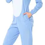 Damen Schlafoverall Tierkostüm aus Baumwolle Jumpsuit Tiermotiv mit Kapuze