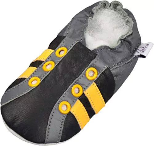 Sport Gelb Wildleder Jungen Sportsneaker Lederpuschen Hausschuhe Baby Lauflernschuhe