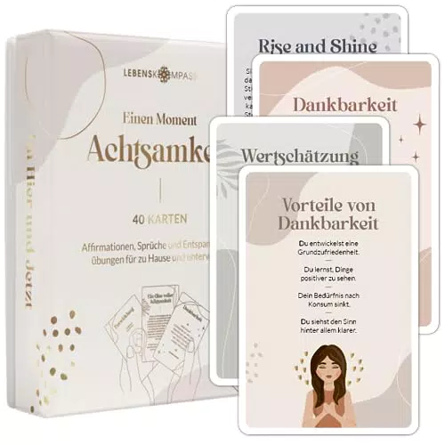 "LEBENSKOMPASS Achtsamkeitskarten - Positive Affirmationen & Übungen für Erwachsene"