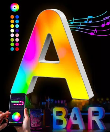 LED Buchstaben Lichter Alphabet mit USB-Netzteil für Party Dekoration - Musik Sync & Dimmbarkeit