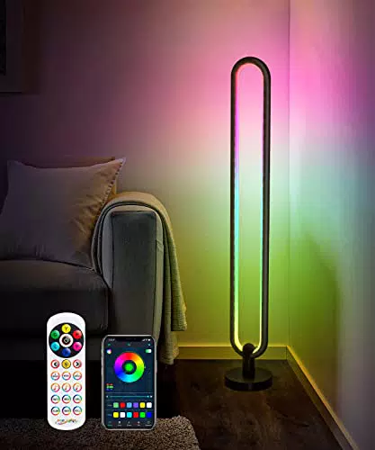 Stehlampe für Wohnzimmer mit RGB-Licht und Musik-Sync-Modi - Intelligente APP-Steuerung für TV, Gaming und Party