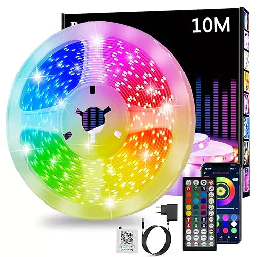 "Marke LED Streifen mit Bluetooth, Fernbedienung und Musik Sync für Gaming Zimmer und Partys"