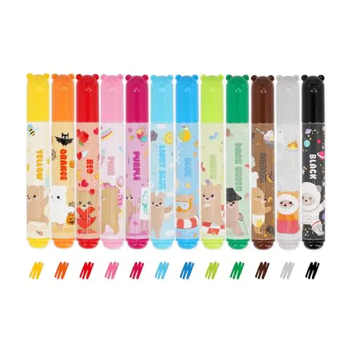 "Legami Filzstifte Set Teddy Friends - 12 Farben, waschbar, ungiftig, feine & breite Striche"