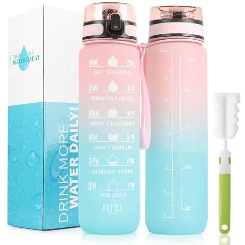 LEHOM Trinkflasche 1L Sportflasche BPA-frei für Fahrrad und Sportarten