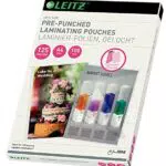 Leitz Heißlaminierfolien A4 mit Lochung für Ordner und Ringbücher, Hochwertige Laminierfolien im 100er Pack
