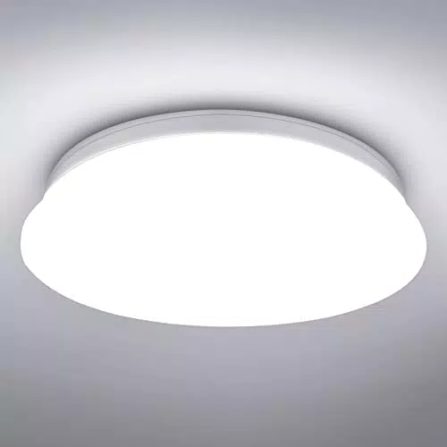 LED Deckenlampe für Badezimmer und Wohnräume - Energiesparende Badlampe mit 1500LM - Ø30cm - Kaltweiß - Flach und Rund - IP20