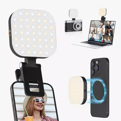 LUXSURE Selfie Licht für Handy - Magnetisch, 3 Beleuchtungsmodi, 5 Helligkeitsstufen