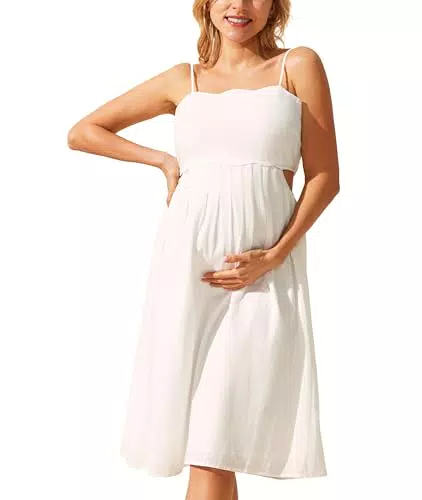 Maacie Umstandsmode Damen Bodycon Etuikleid Boho - Weiß
